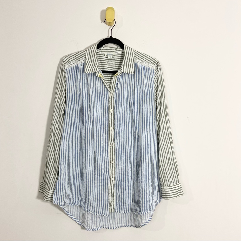 Sundance Blue Green Striped Long Sleeve Button Down Shirt